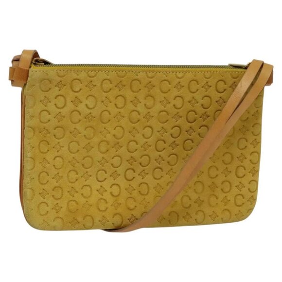 CELINE C Macadam Canvas Shoulder Bag Suede Yellow Gold - Picture 1 of 15